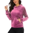 thumbnail image 5 of FUTATA Women's Long Sleeve Pullover Tops Lightweight Velour Hoodies Tracksuit Soft Stretch Sweatshirt with Pockets Red S, 5 of 6