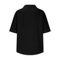thumbnail image 6 of Zpanxa Womens Summer Tops, Women's Solid Color Linen Shirt Cotton Button Up Shirt Short Sleeve Loose Collared Casual Black XXL, 6 of 8
