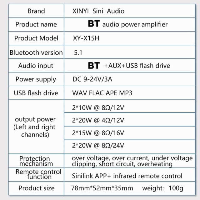 Audio amplifier,15w Stereo Amplifier Amplification Support App Input Amplification Support 3.5mm Aux Usb Support App And App And Remote Stereo Amplifier 12/24v Amplifier Bt 3.5mm Bt 3.5mm Aux Huiop