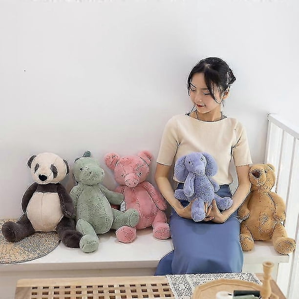 26-27 Cute Soft Fluffy Hair Elephant Piggy Brown Teddy Bear Baby Cute Doll Panda Dinosaur Plush Cartoon Animal Child Comforting Toy