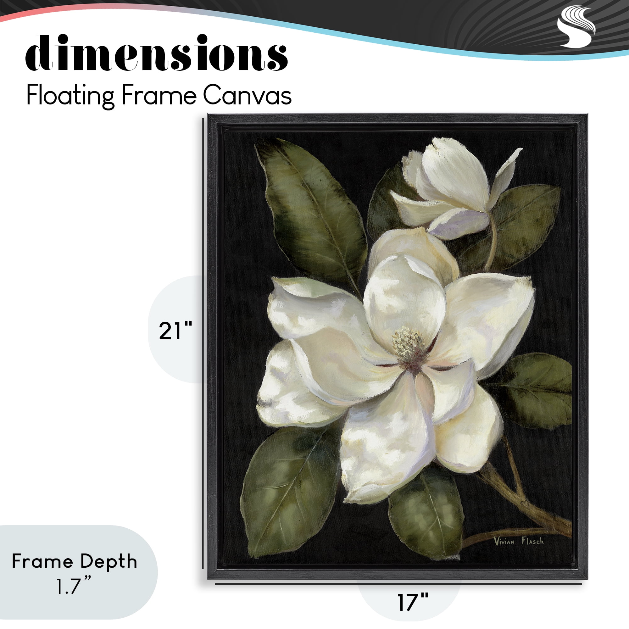 Stupell Industries Blooming Magnolia Buds Black Framed Floater Canvas Wall Art, design by Nan