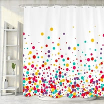 Kids Rainbow Shower Curtain for Bathroom, Colorful Polka Dot Bubble Confetti Fabric Shower Curtains, White Children Girls Teens Modern Geometric Cute Restroom Decor Accessories with Hooks 72X72 Inches