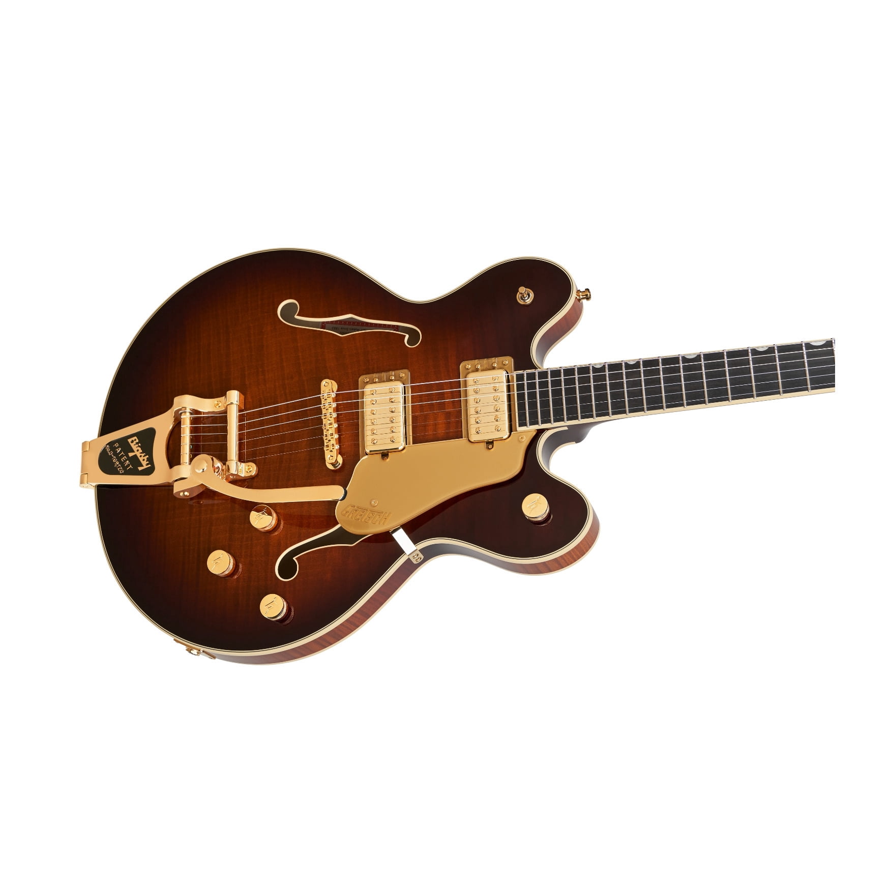 Gretsch Broadkaster LX Figured Center Block 6-String Electric Guitar with String-Thru Bigsby, Gold Hardware and Ebony Fingerboard (Havana Burst)
