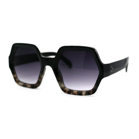 Womens Mod Hexagon Plastic Retro Sunglasses Black Grey Tort Smoke