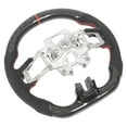thumbnail image 4 of Carbon Fiber Suede Steering Wheel, Heat Resistant  Finger Ridges Red Stitching Steering Wheel With Paddle Shifter Holes For Car, 4 of 8