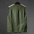 thumbnail image 5 of LODIENY Men's Plus Size (XS-5XL) Cotton Linen Utility Vest Button Up V Neck Casual Outdoor Waistcoat with Multi Pockets Army Green XXXL, 5 of 5