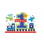 All Aboard Boy Train Car Truck Cute 1st Birthday Party Thank You Notes Cards