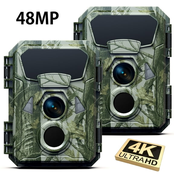 CAMPARK 2 Pack Trail Game Hunting Wildlife Camera 48MP 4K Night Vision Motion Activated Waterproof