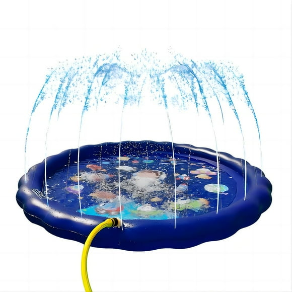 Sprinkler Splash Pad Sprinkler Piscine Jeu Tapis Gonflable Été Jouets d'Eau en Plein Air pour Bébé Filles Garçons Enfants Chien de Compagnie 67"DarkBlue
