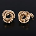 thumbnail image 3 of Italian 14k Yellow Gold Triple Love Knot Eternity Circle Rope Stud Earrings - Triple Textured, 3 of 6