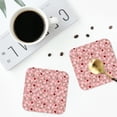thumbnail image 5 of Fuzoiu Ladybug And Flowers Print Leather Coasters Set,Drink Coasters Set of 6,for Tabletop Protection, Durable PVC Coasters,Home Décor and Housewarming Gift,Square, 5 of 7