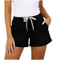 thumbnail image 2 of ZHYou No Boundarie Women's Jean Shorts Drawstring High Elastic Waist Loose Fit Stretchy Casual Summer Denim Shorts with Pockets Black Size L, 2 of 7