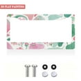 thumbnail image 2 of 1Pack License Plate Frames with Watercolor Pink and Green Floral Pattern Includes Screws & Caps Full Accessories Included Size 6.3x12.2inch(16x31cm), 2 of 8