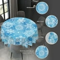 thumbnail image 2 of Christmas Snowflake Blue Round Tablecloth Waterproof Wipeable Tablecloth Cover Home Restaurant Kitchen Picnic Party Decoration 60 Inch Circular Tablecloth for 20-47 Inch, 2 of 6