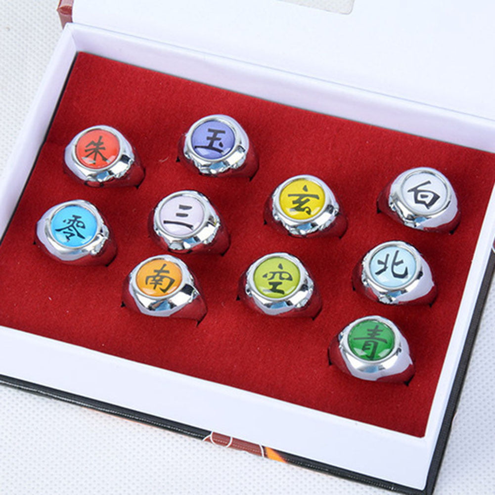 Saicowordist Naruto Alloy Ring Kreative Akatsuki Collection Ring-Set Naruto Cosplay Prop Unisex Beliebte Geschenke für Anime-Fans
