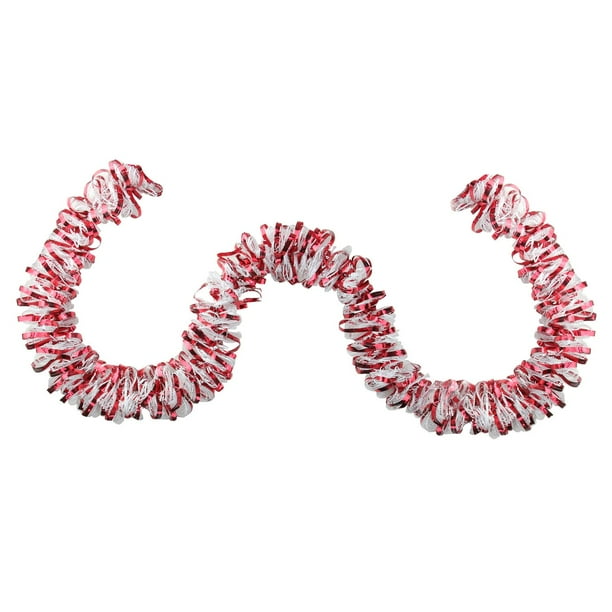 15' Angel's Hair Decorative Red and White Snowy Looped