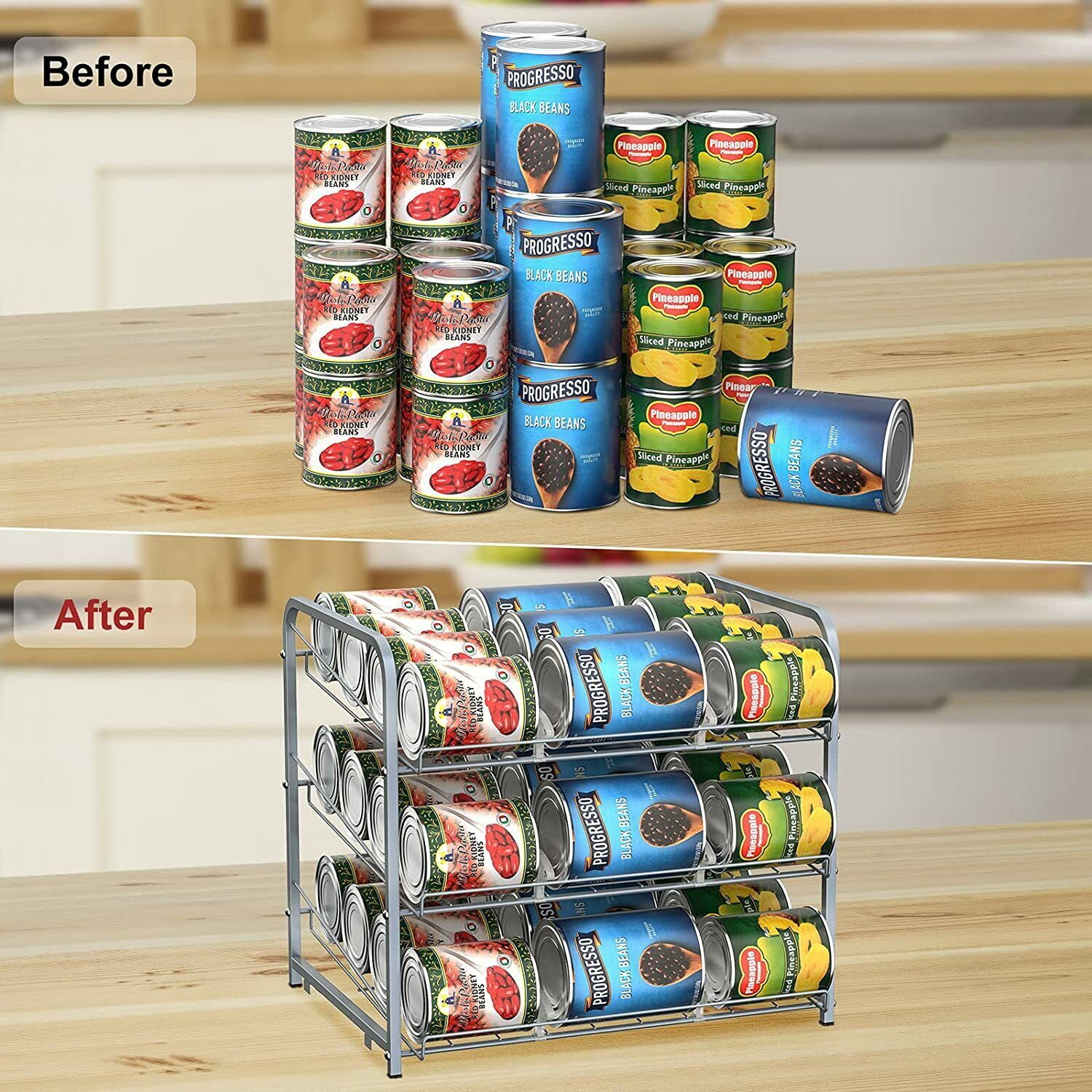 3 Tier Can Dispenser - Stackable Can Organizer Rack for Kitchen Pantry,  Countertop, and, 1 unit - Smith's Food and Drug