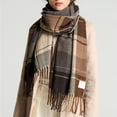 thumbnail image 6 of Yuanlong Womens Scarves Vintage Plaid Tassel Thick Fluffy Winter Warm Neck Wraps Cozy Soft Retro Versatile Casual Scarves, 6 of 9
