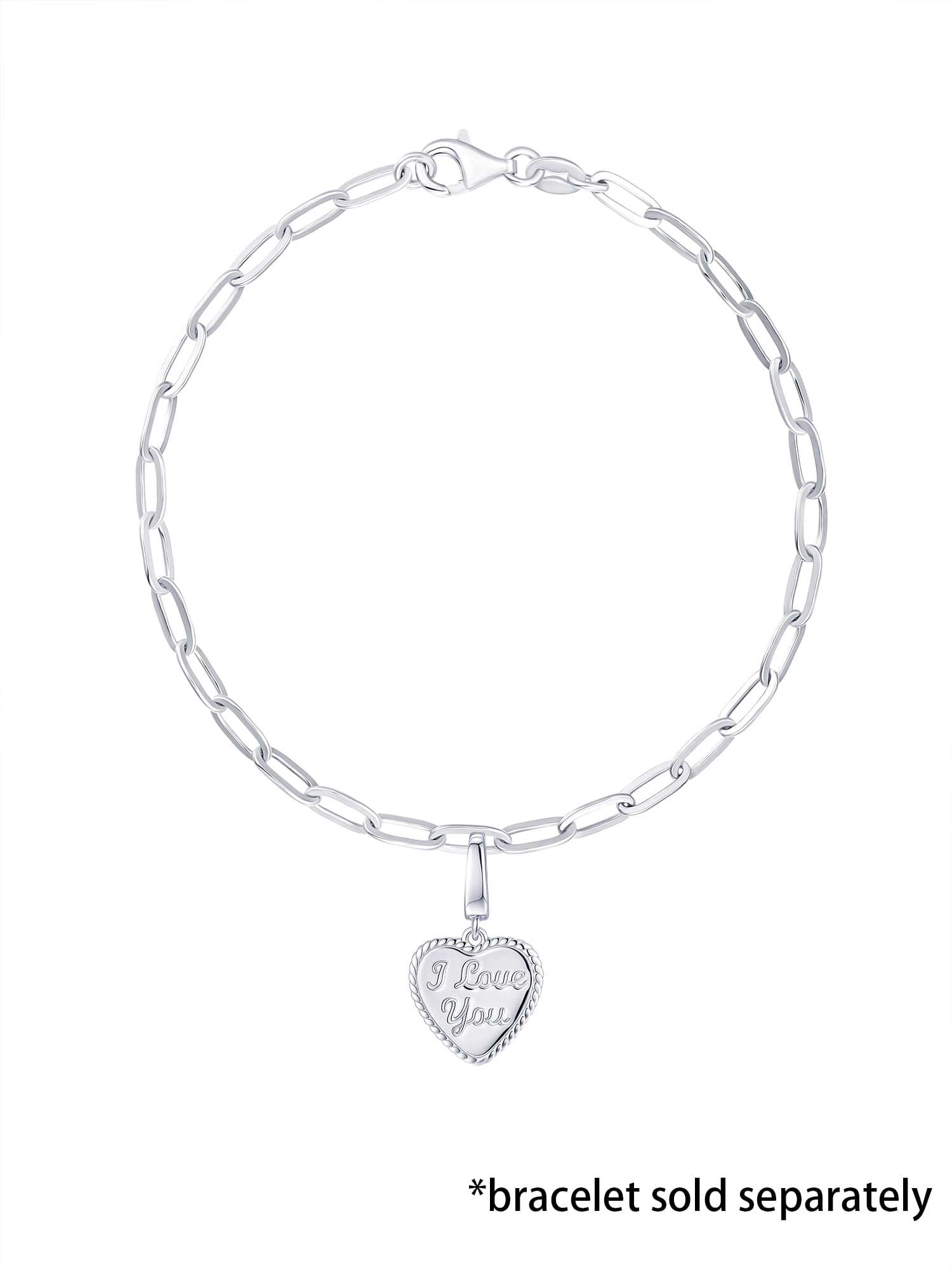 Brilliance Fine Jewelry I Love You Charm Heart in Sterling Silver