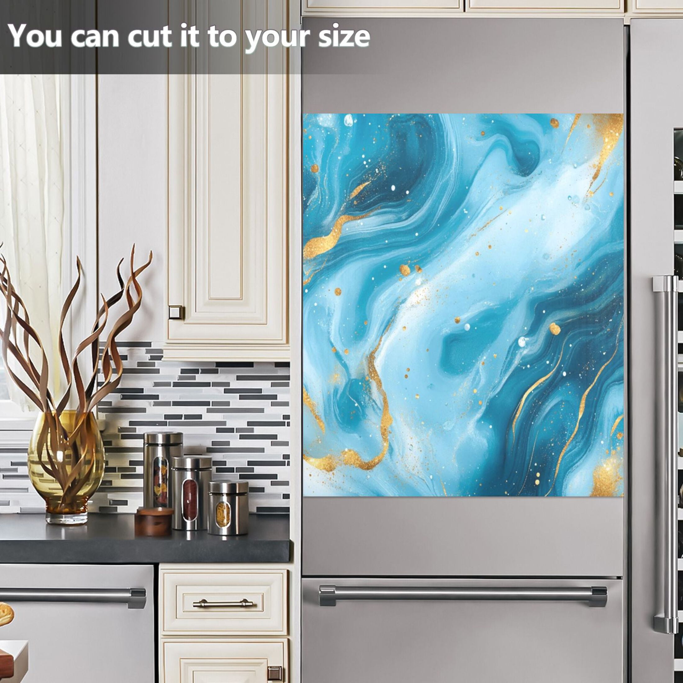 Dishwasher Magnetic Sticker 23x26 Inch Refrigerator Magnetic Sticker Washing Machine Magnetic Sticker Kitchen Panel Magnetic Sticker Home Decor Pretty Blue Marble Pattern