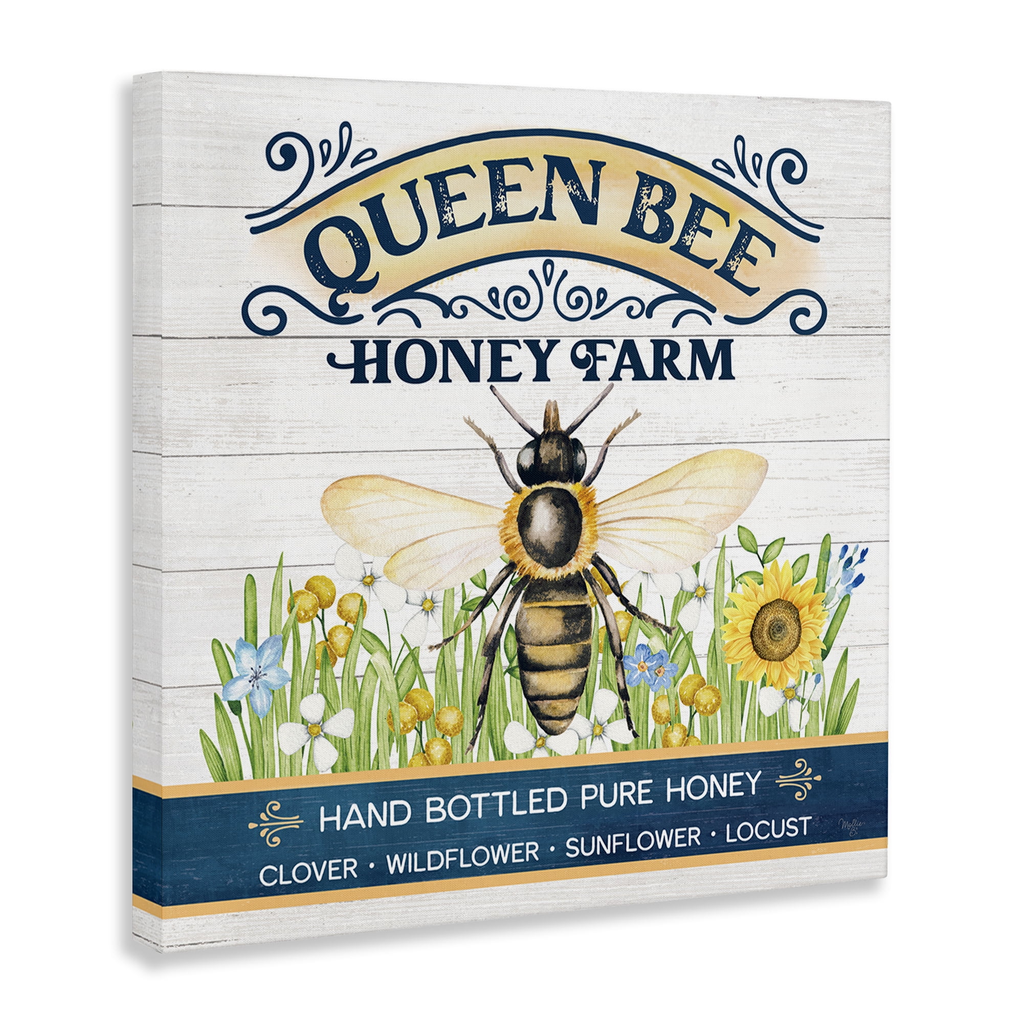 Stupell Industries Queen Bee Honey Farm Animals & Insects Painting Gallery Wrapped Canvas Art Print Wall Art, 17 x 17