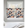 thumbnail image 5 of Navy Blue Burnt Orange Botanical Tier Curtains 36 Inch Length,Sheer Curtains for Bedroom Living Room Window Vintage Leaves Rod Pocket Drapes Kitchen Curtains Small Half Window 27.5"x36" 2 Panels, 5 of 6