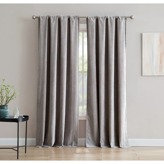 Inspired Surroundings Single Curtain Panel, Isla - Grey Corduroy