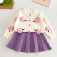 thumbnail image 4 of Amidoa Girls 2 Piece Outfits Fall Winter Clothes Solid Color Long Sleeve Top and Casual Pants Kids Clothing Sets Size White 2-3 Years, 4 of 5