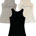 thumbnail image 3 of Women’s Y2K Rhinestone Letter Tank Top, Slim Fit Sleeveless Camisole, Stretch Casual Layering Top, 3 of 6