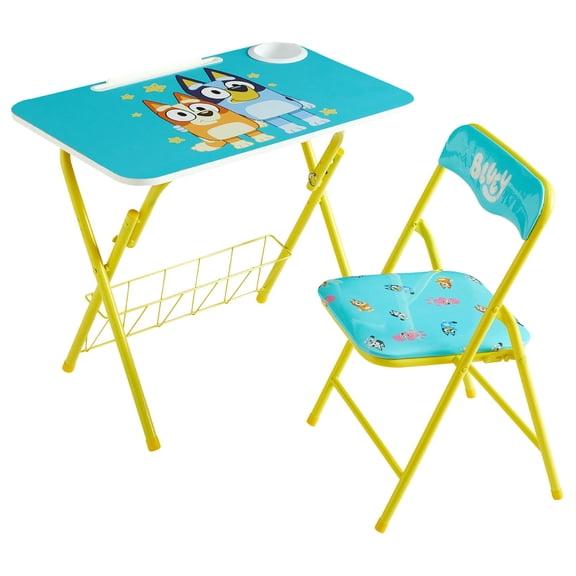 Bluey Kids' 2-piece Activity Desk and Chair Set, Blue/Yellow
