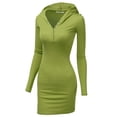 thumbnail image 2 of Doublju Women's Long Sleeve Slim Fit Henley Neck Hoodie Mini Dress, 2 of 4
