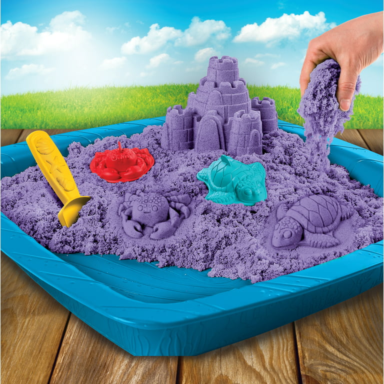 Kinetic Sand, Sandbox Set Kids Toy with 1lb All-Natural Purple