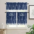 thumbnail image 2 of Navy Blue Christmas Kitchen Curtains and Valances Set, Rod Pocket Curtains Tier Farmhouse Window Curtains 24 Inch Length, Winter Xmas Pine Trees Snowflake 3 Piece Kitchen Curtains Set, 2 of 6