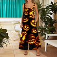 thumbnail image 3 of Women's Halloween Jumpsuits Skeleton Ghost Halter Backless Horror Overalls Skull Witch Hat Wide Leg Funny Rompers, XL, 3 of 5