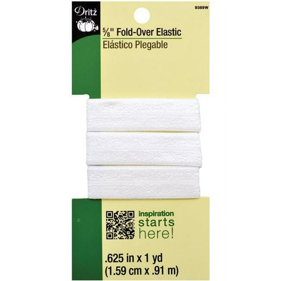 Dritz Woven Fold-Over Elastic 5/8"X1yd-White