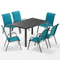 thumbnail image 5 of ELPOSUN 7-Piece Outdoor Patio Dining Set ,Plastic-Wood Table & Textilene Chairs Set, Outdoor Furniture Dining Table Set, Garden Porch Backyard,Sky blue, 5 of 6