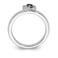 thumbnail image 2 of White Sterling Silver Ring Band Stackable Amethyst Round Purple, 2 of 5