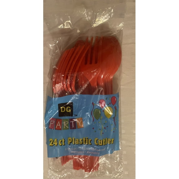 Red Plastic Cutlery Forks Spoons Knives Unique Industries , 24 ct