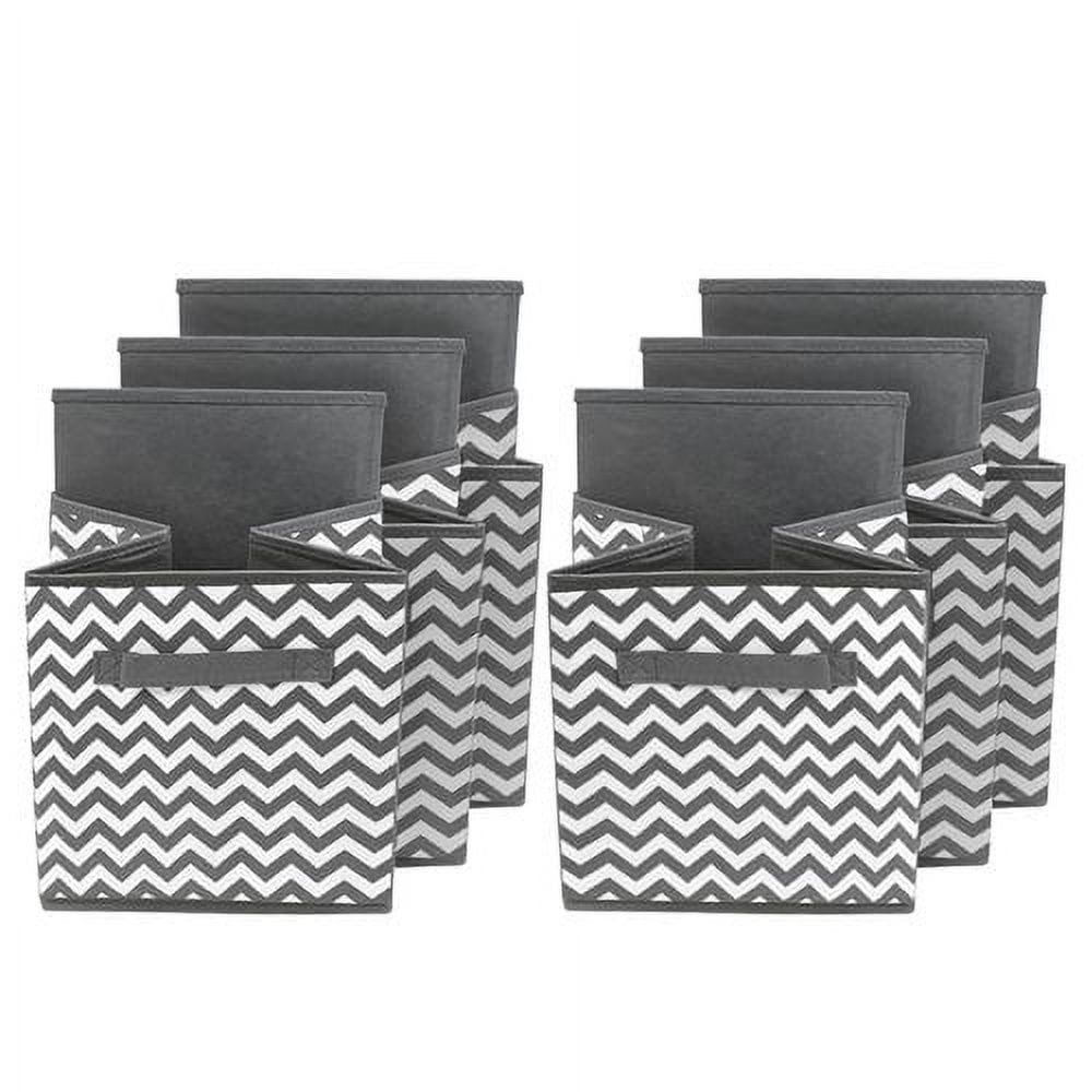 Sorbus Foldable Fabric Cube Storage Basket Bins for Adults and Children (Chevron Gray/White, 6-Pack)