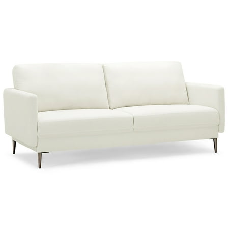 Costway 76.5 Fabric Sofa Couch Living Room Small Apartment Furniture w/ Metal Leg White