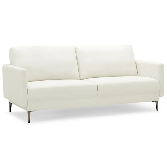 Costway 76.5" Fabric Sofa Couch Living Room Small Apartment Furniture w/ Metal Leg White