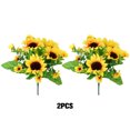 thumbnail image 2 of Naiovety Ramo de girasoles de simulación elegante de 2 piezas para apariencia realista interior y exterior Decoración, 2 of 6