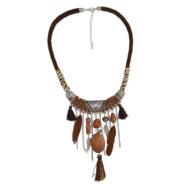 maskred Exquis Turquoise Pompons Choker Bohème Déclaration Collier Brun 45 + 8cm 5Set