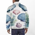 thumbnail image 3 of Blue Seashell Floral Print Men's Stand Collar Sweater Long Sleeve Clothing Loose Fit Sports Sweater, 3 of 8