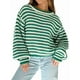 thumbnail image 1 of Suéter Vintage A Rayas para Mujer, Cuello Redondo, Larga, Corte en Bloque de Color, Informal, Holgado, de Punto Verde L, 1 of 9