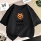 thumbnail image 3 of Camiseta de algodón con estampado de sonrisas para niñas, camisetas informales de verano de manga corta con cuello redondo para niños, camisetas para bebés, ropa para niños, 3 of 5