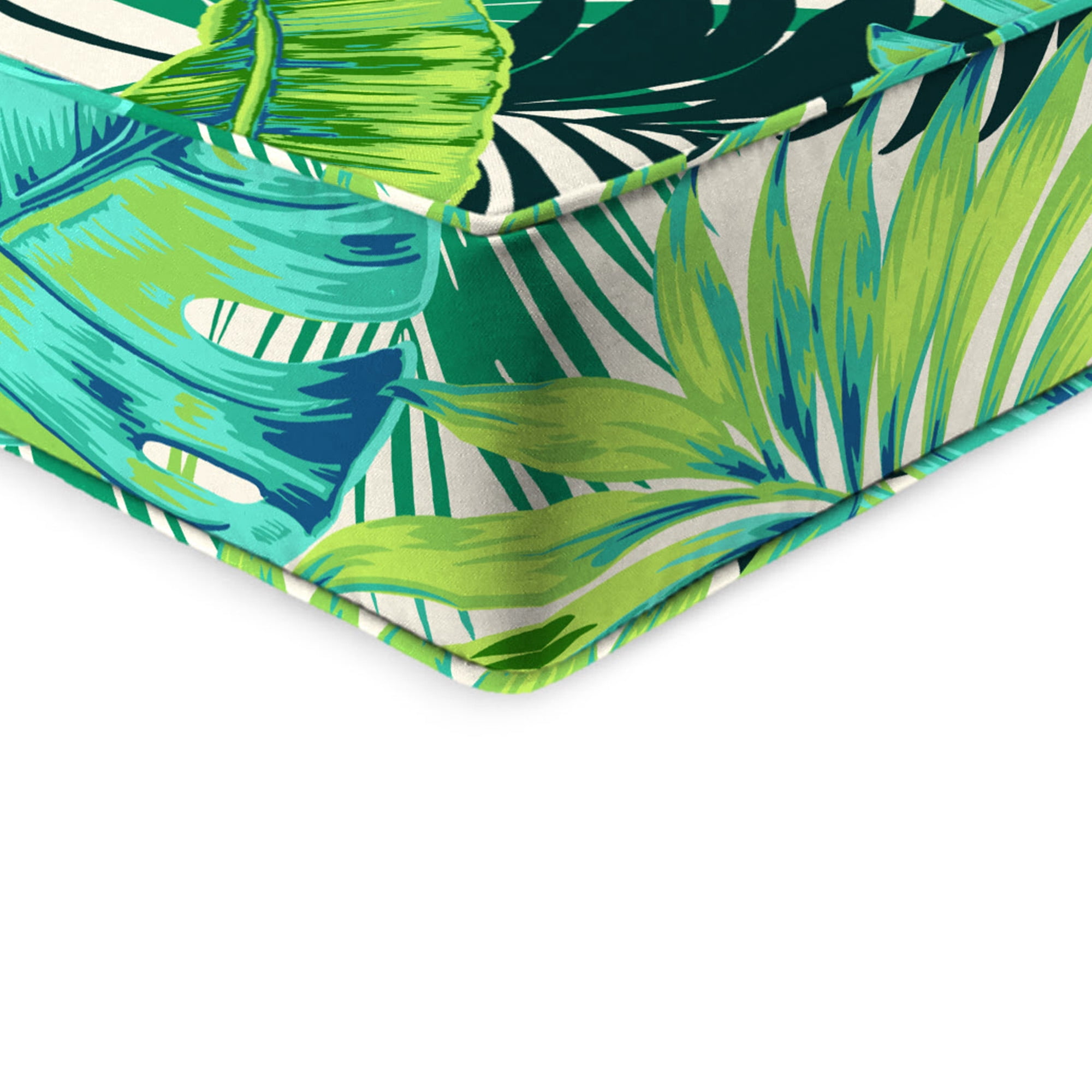 Jordan Manufacturing 46.5" x 24" Kadir Iceberg Green Leaves Rectangular Outdoor Deep Seat Chair Cushion Set with Welt