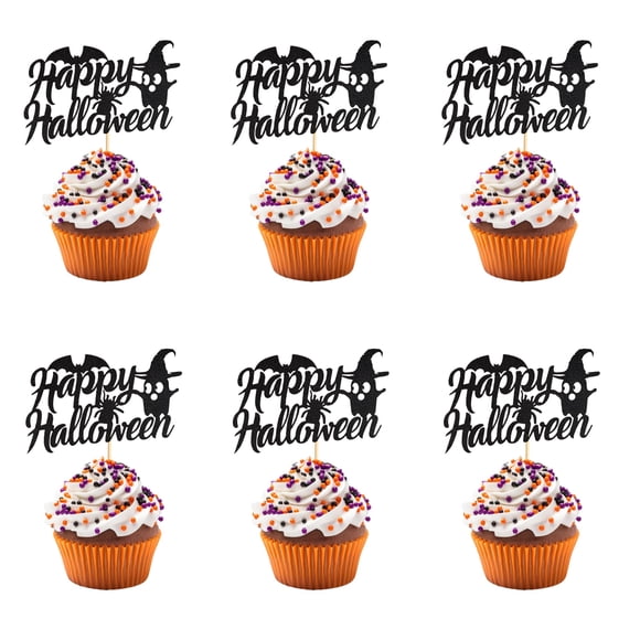 Murciélago Arthsdite Happy Halloween con forma de araña y fantasma para cupcakes, 24 unidades