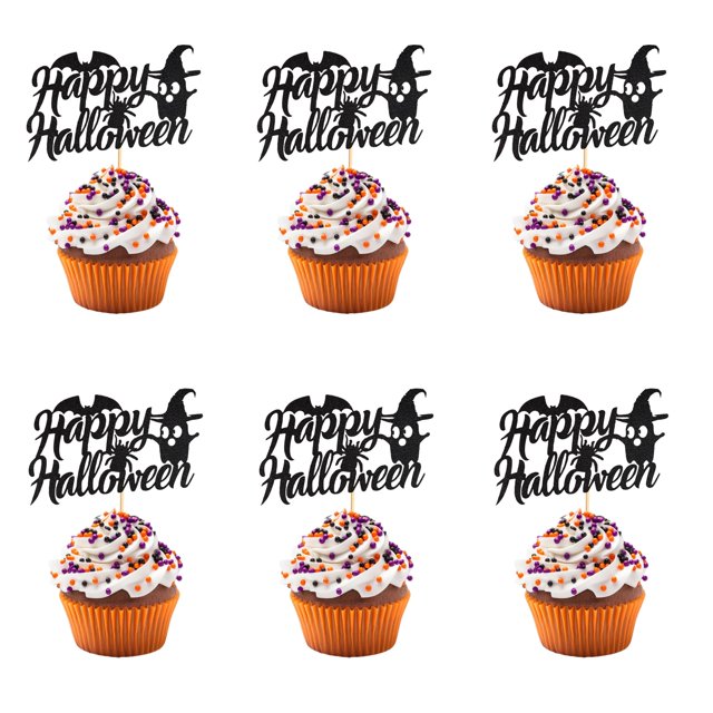 Murciélago Arthsdite Happy Halloween con forma de araña y fantasma para cupcakes, 24 unidades