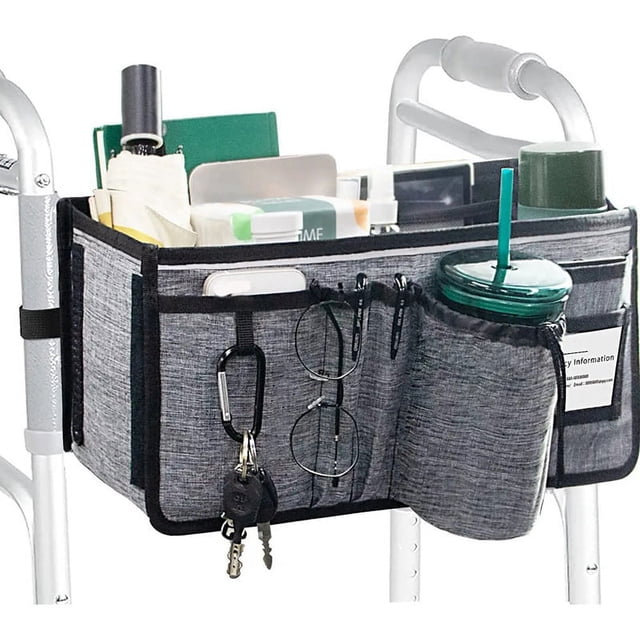 Panier pour Déambulateur Ravmix Sac d'Accessoires pour Déambulateur avec Porte-Gobelet Panier pour Déambulateur pour Déambulateur Pliant Sac de Rangement Mains Libres